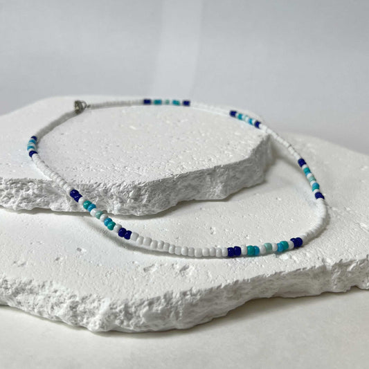 Ocean Blue Seed Bead Necklace